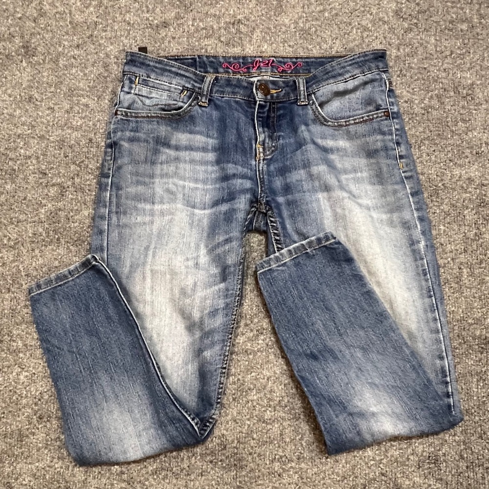 Jealous 21 Skinny Jeans Womens 28 Blue Low Rise Cropped Distressed Denim